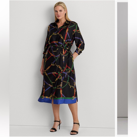 Ralph Lauren Dresses & Skirts - Lauren Ralph Lauren Black Chain Print Midi Dress